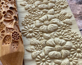 Embossed rolling pin - rolling pin - wooden rolling pin - for clay and cookie