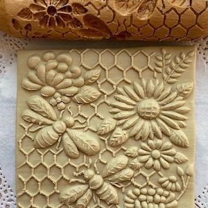 Rolling pin embossed rolling pin best rolling pin Honeycomb image 3