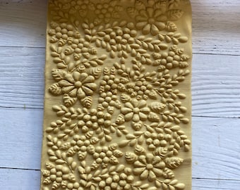 Embossed rolling pin - wooden rolling pin - Engraved rolling pin - Flowers pattern - for clay and cookie
