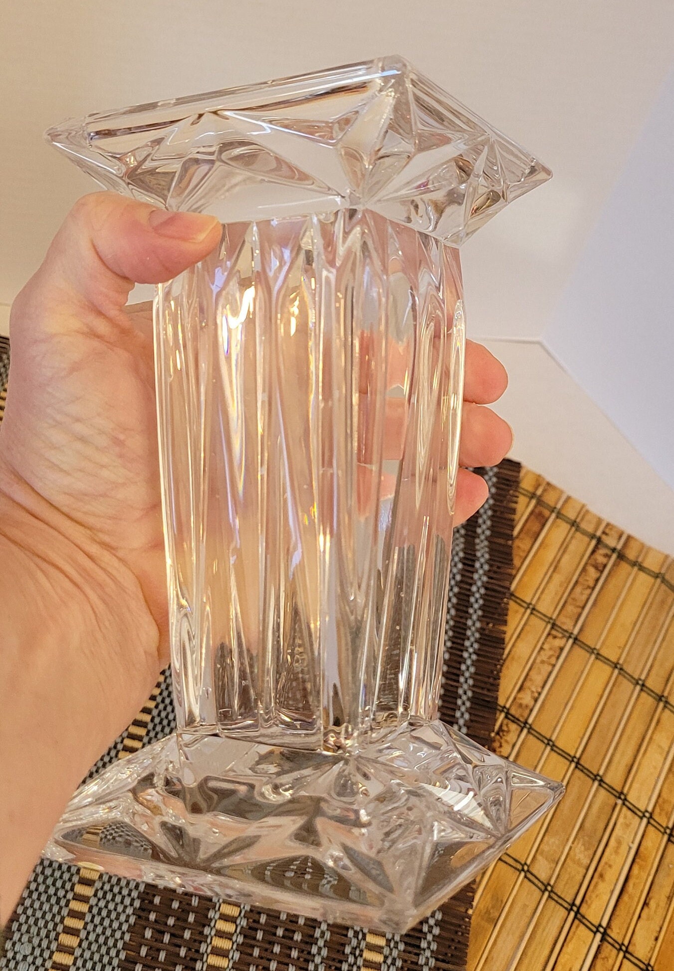 Partylite Square Cut Lead Glass Vase Etsy
