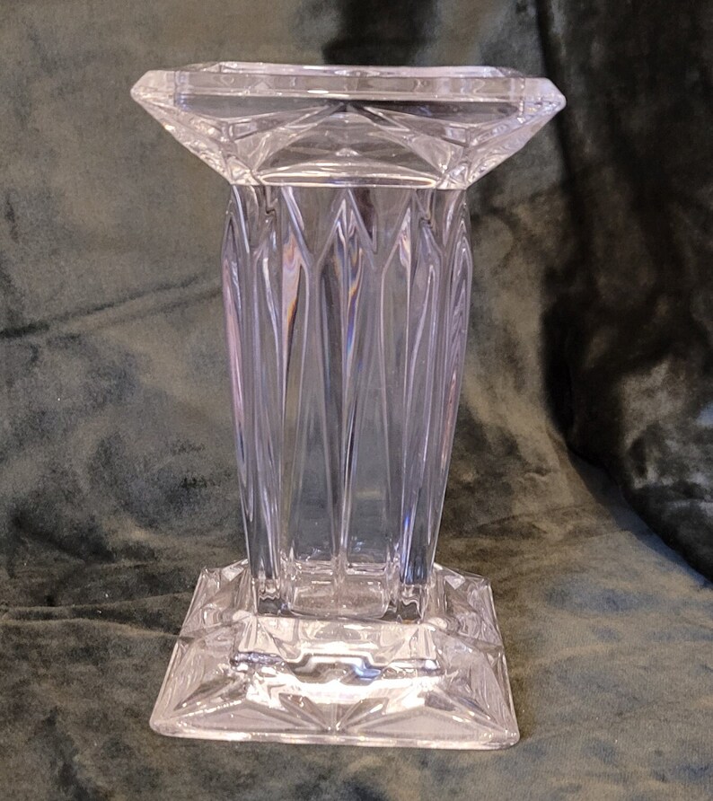 Partylite Square Cut Lead Glass Vase Etsy