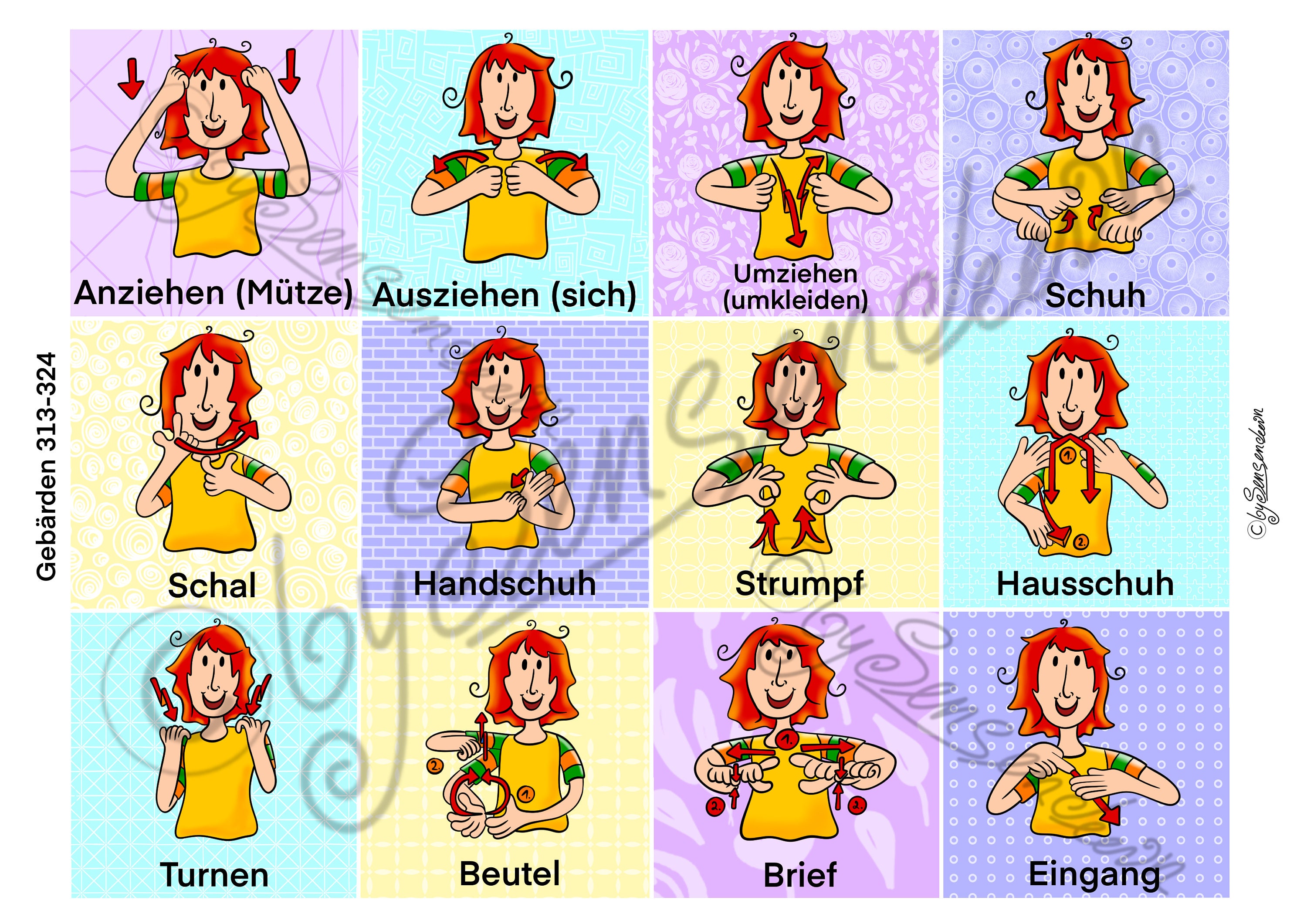 Gebärdensprache/ Lernkarten mit 72 Vokabeln Set 5 289-360 zum