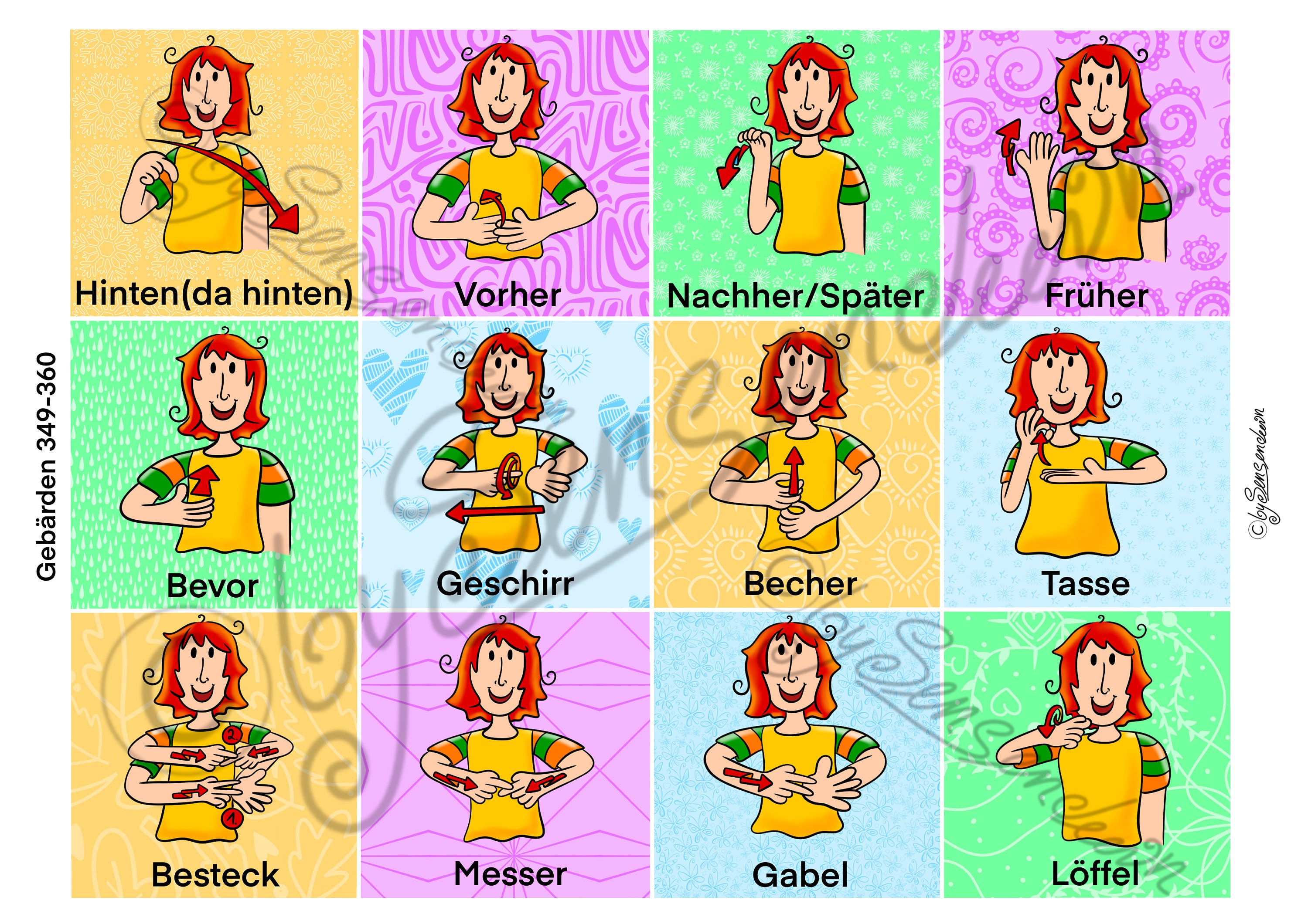 Gebärdensprache/ Lernkarten mit 72 Vokabeln Set 5 289-360 zum