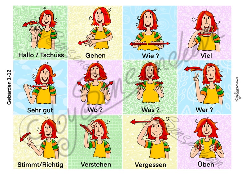 Sign Language 72 Flashcards With Vocabulary Set 1 172 to Print Out