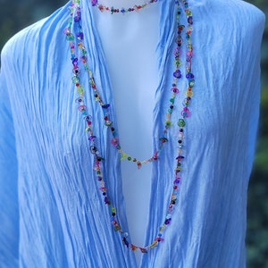 Flowers crochet beaded layered necklaces and earrings set/handmade colorful elegant joyful vibes necklaces/gifts for women/birthday gifts