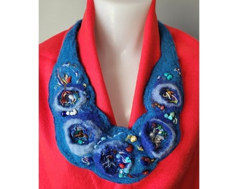 Necklace - felted wool and gemstones