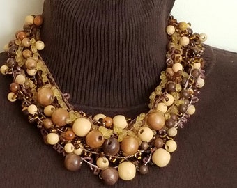 Handmade wooden beads necklace
