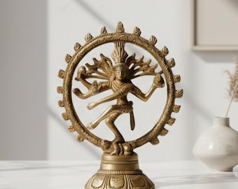 Brass Nataraja Statue | Small Superfine Nataraja Idol | 4.75 Inch Brass Dancing Shiva | Hindu God Figurine | Home Temple Decor