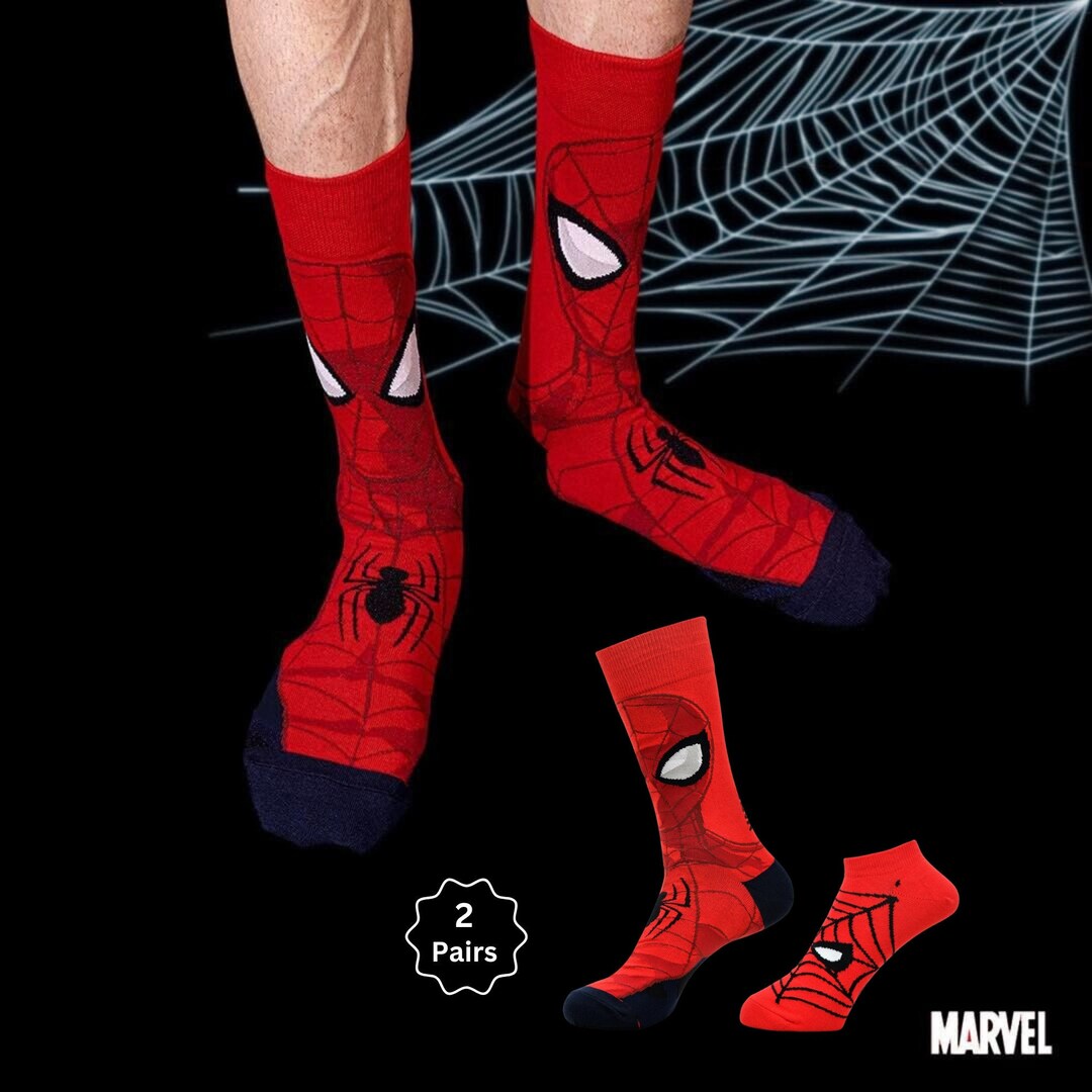 Spider Man Socks Gift Pack for Him Crew & Ankle Length Sock for Men