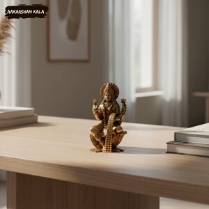 Brass Goddess Lakshmi Idol | Superfine Handcrafted Lakshmi Murti | 4 Inch Brass Statue | Hindu Pooja & Prosperity Decor image 6