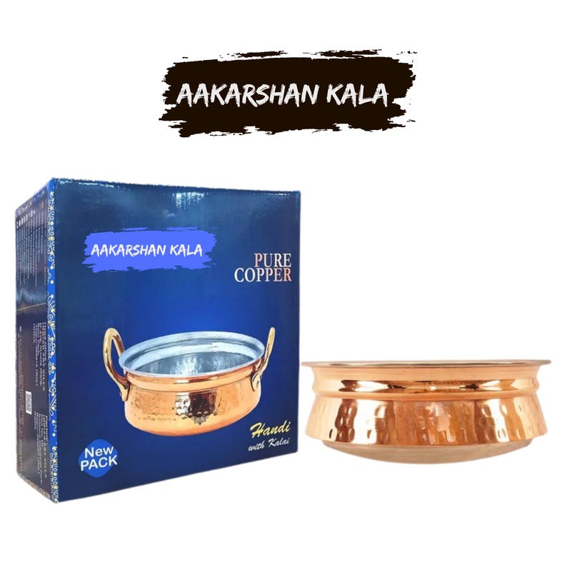 Small Handi Steel Copper Hammered Handi Traditional Indian Serveware Bowl Induction ...
