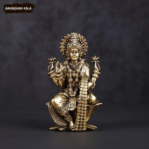 Brass Goddess Lakshmi Idol | Superfine Handcrafted Lakshmi Murti | 4 Inch Brass Statue | Hindu Pooja & Prosperity Decor image 3