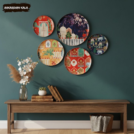Large Wooden Decorative Plate with Petrykivka Art - Hand  Decorative Floral Plate Wall Hanging - Multicolor display picture 1