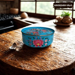 Hand Painted Spice Box | Indian Spice Box | Masala Dabba | Kitchen Organizer | Beautiful Masala Box | Hand Painted Masala Dabba, Masala Dani