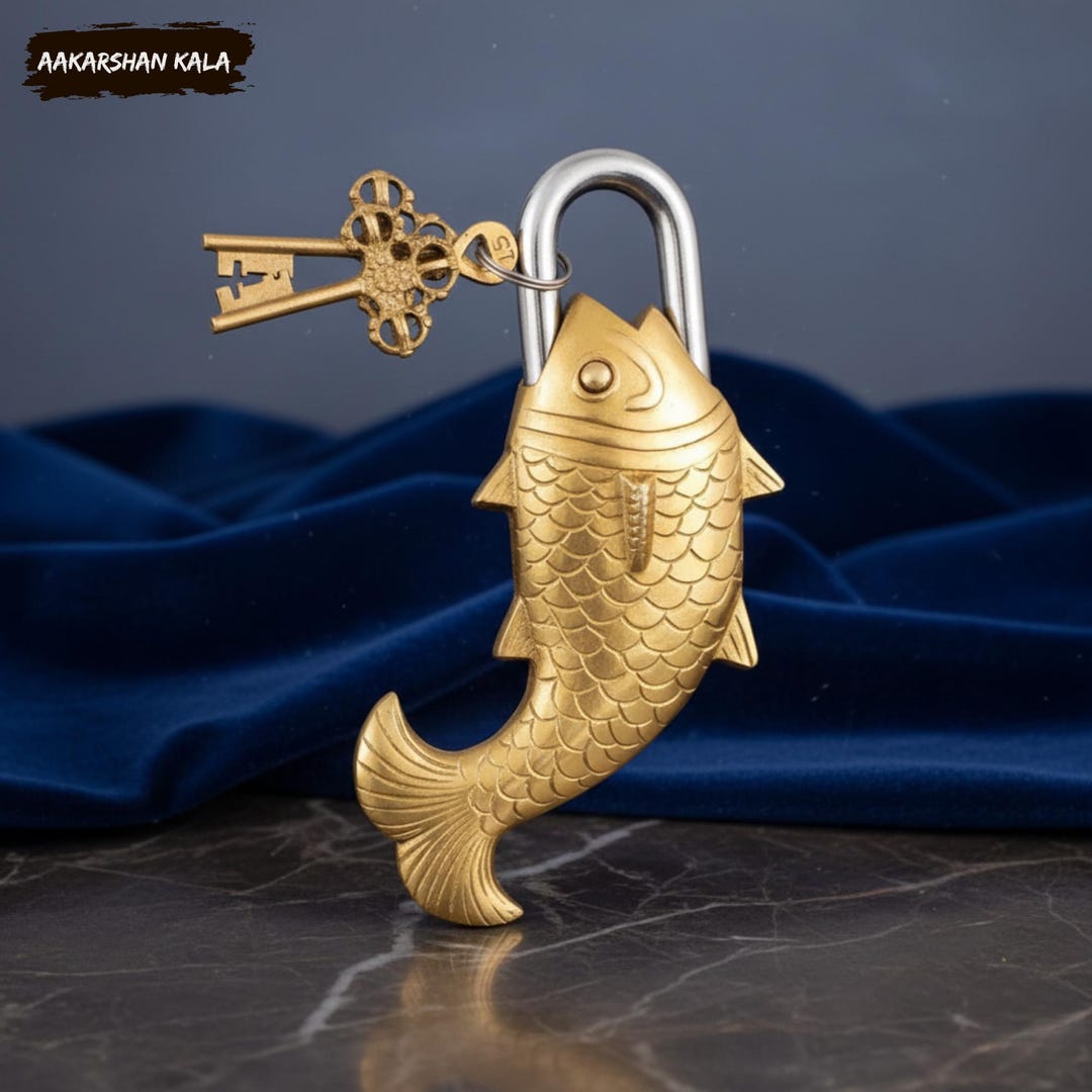 Vintage Brass Fish Lock | Handmade Antique Style Fish Shape Security ...
