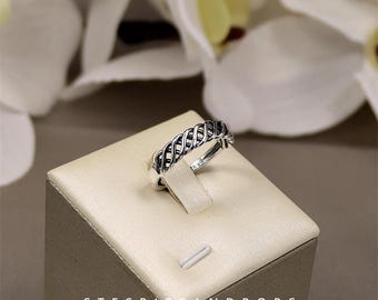 S925 sterling silver cross hollow geometric line opening ring