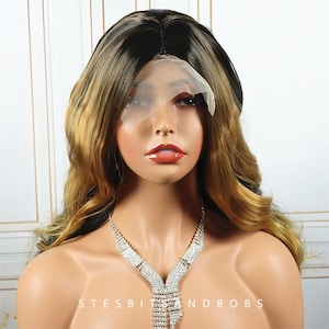 Black Long wavy Wig with blonde highlight cosplay wig big wave