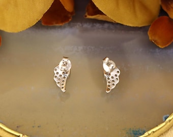 S925 Sterling Silver Micro-set Zircon Stud Earrings, Angel Wing Stud Earrings