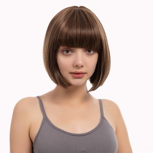 Korean Bob Hair Wig - Harajuku Air Bangs, Realistic Short Hair