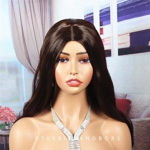 Brown long wavy wig female long hair big waves hair full head set style