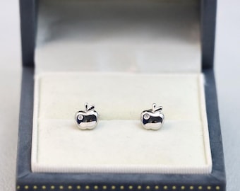 s925 Sterling Silver delicate mini Apple stud earrings