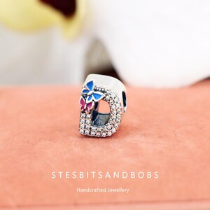 Pulsera DIY con cuentas de letras de plata S925 con letra D y mariposa que brilla en la oscuridad compatible con Pandora