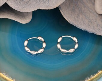 S925 Sterling Silver Rice-shaped Olive Bead Stud Earrings