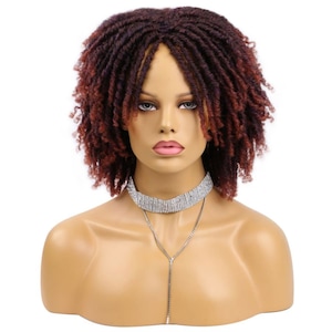 African Dreadlock Wig - Hollow Hearted Dreadlock Wig with Center Part, Short Coily Hair