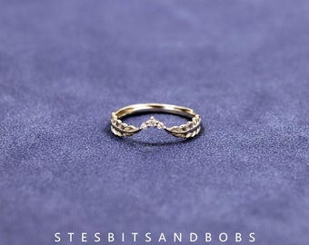 S925 Silver feather ring