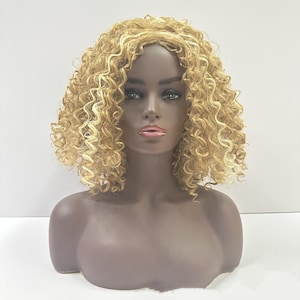 Golden African & Latin Curls - Voluminous Bob Hairpiece - Synthetic Wig