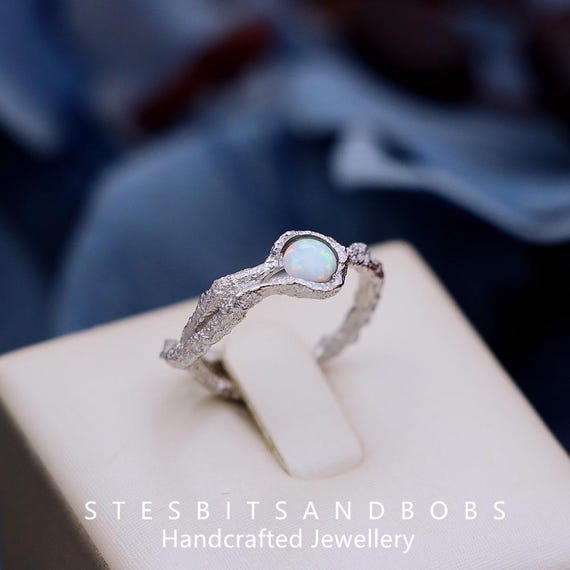 S925 Sterling Silver Opal Stone Ring for Women, Open Ring With