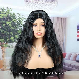 Black Curly long wig Women&#39;s Wigs Synthetic Fiber wavy Wig