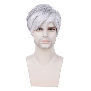Best-Selling Wig Cap with Bangs - High-Temperature Fiber, Men&#39;s Hairpiece