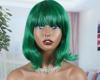 Green Pixie Cut Wig: Short Wig With Swoop Bangs - Etsy display picture 2