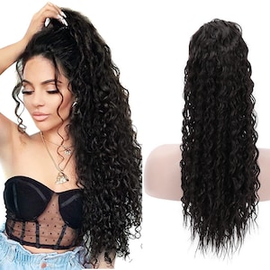 Women&#39;s Ponytail Hairpiece - Cornrows Drawstring Extension, 26-inch Wavy