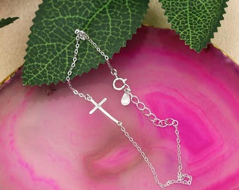 S925 Sterling Silver Cross Bracelet for Women