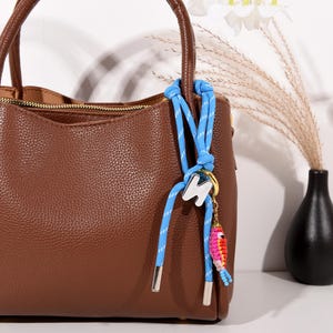 Custom Initial Paracord Purse Charm, Beaded Fish Bag Accessory