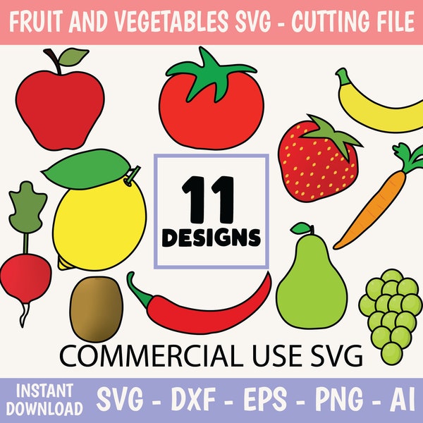 Fruit and Vegetables bundle layered SVG cut file cricut designs silhouette, fruits vegetables clipart, vector art, farmer sign, decor