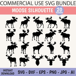 Moose SVG hoofdbundel gesneden bestand cricut silhouet commercieel gebruik moose art moose print vector voor print on demand POD DIY ambachtelijke vinyl laser