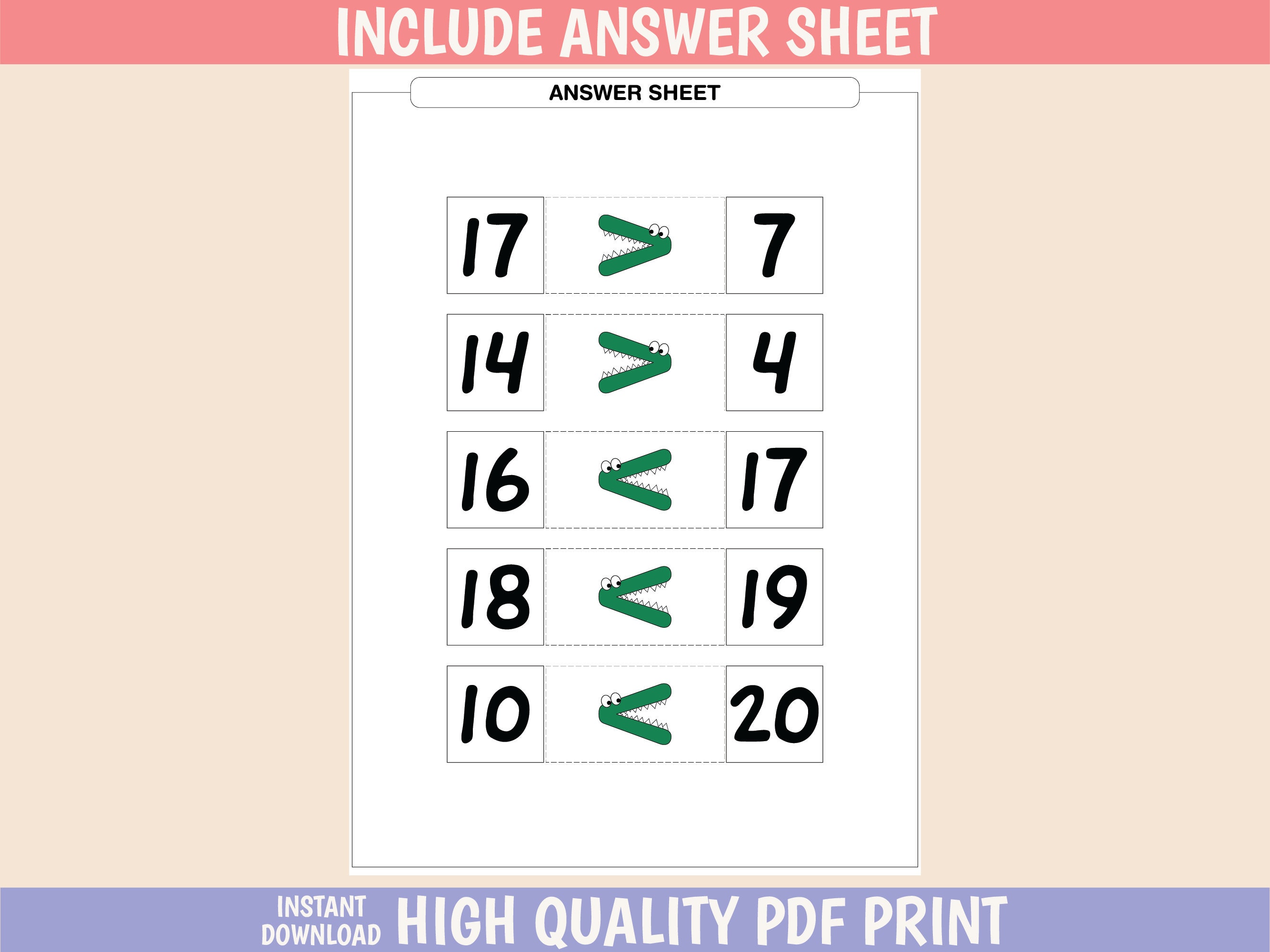 Aligathor Sign Math Greater Than Less Than Alligator Math Printables Preschool Worksheets ...