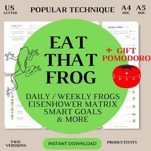 Productivity Technique Eat Frogs First Instant Download Eisenhower Priority Matrix Smart Goals