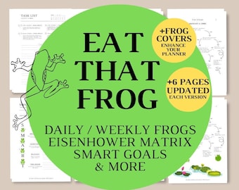 Eat Frogs First Productivity Technique | Smart Goals, Eisenhower Matrix | Minimal Aesthetic Design | Instant Download