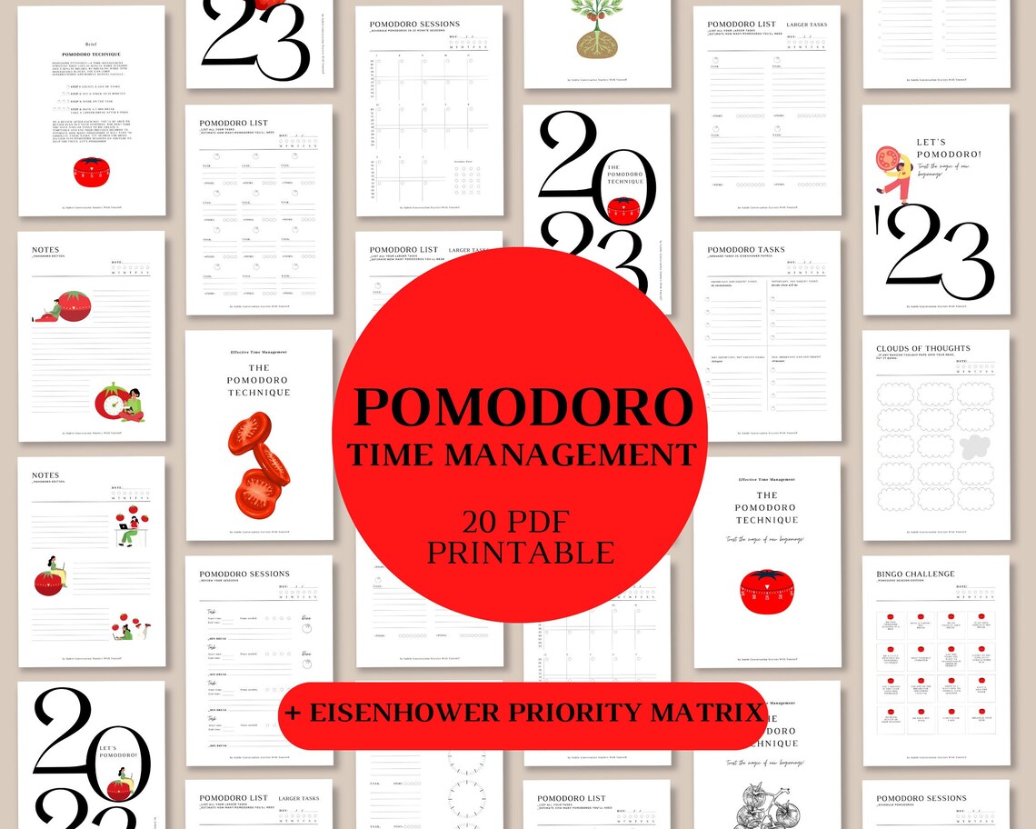 POMODORO Technique Printable Productivity and Goal Setting - Etsy