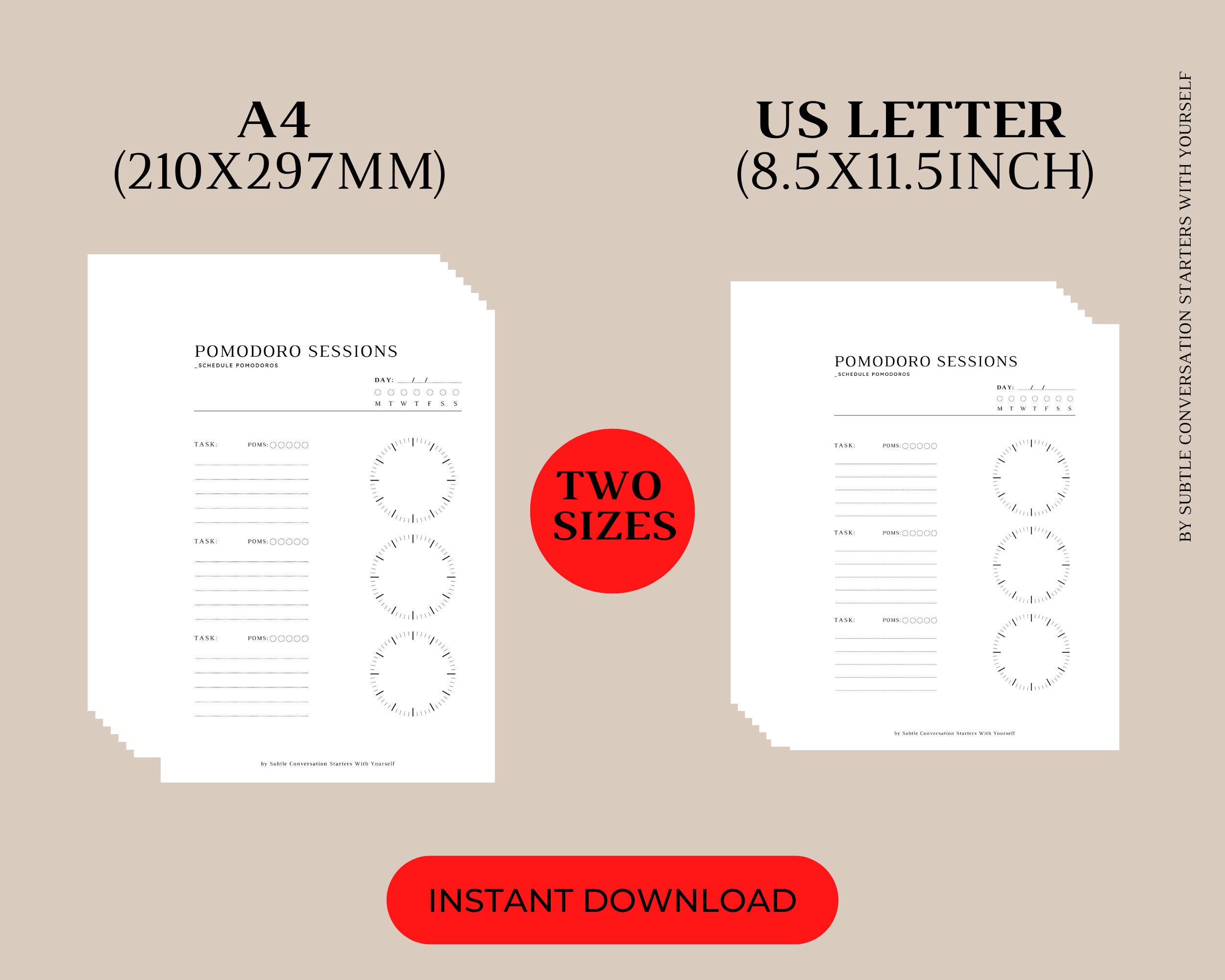 POMODORO Technique Printable Productivity and Goal Setting Planner ...