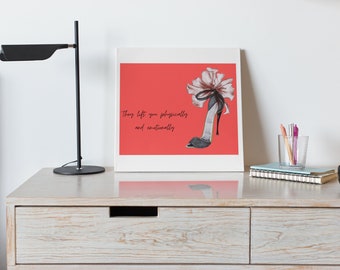 Amizou Kunstdruck A4 – Spruch „Keep Your Heels, Head And Standard High“, Ungerahmt, Mattes Fotopapier 230g/m²