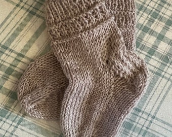 Merino Wool Hand Knit Baby Socks