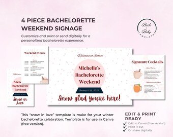 Snow in Love Bachelorette Signage Pack (Canva Template Free Version)