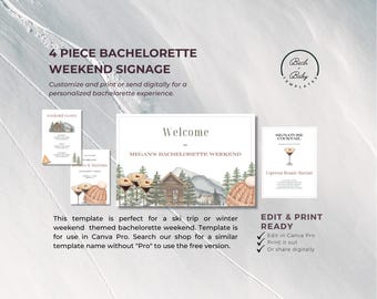 Beanies & Martinis Bachelorette Weekend Signage Pack (Canva Pro Template)