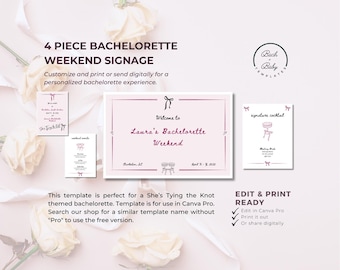 She's Tying the Knot Bachelorette Weekend Signage Pack (Canva Pro Template)