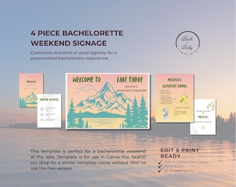 Bride on Cloud Nine Bachelorette Weekend Signage Pack (canva Pro ...